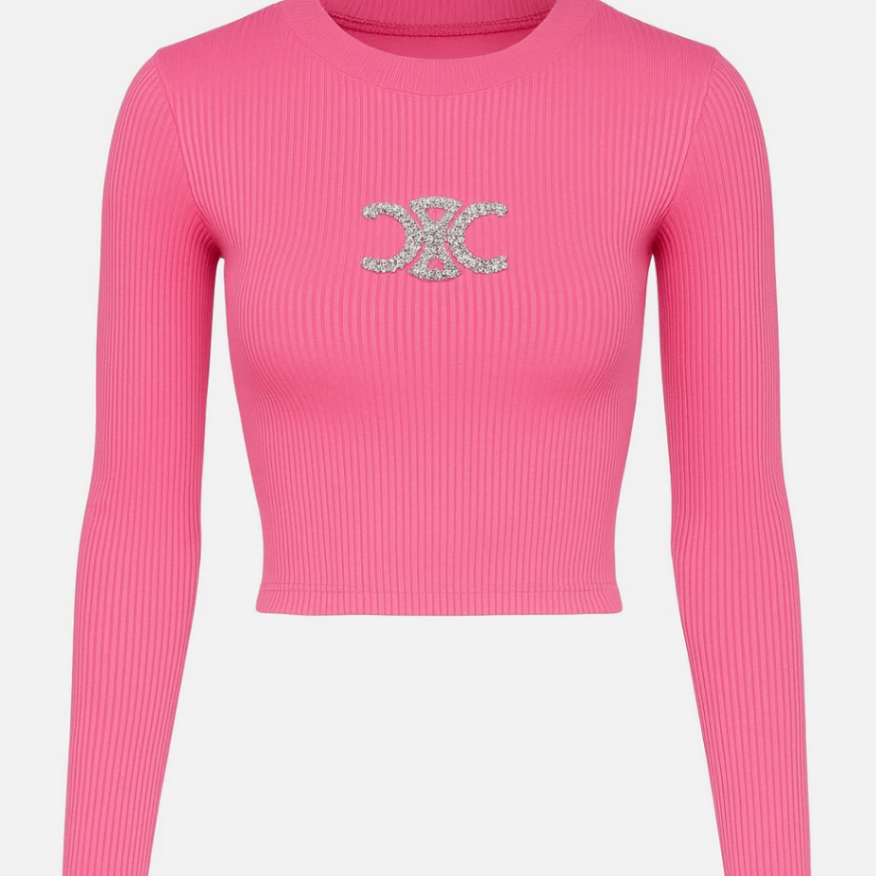 تاپ كراپ آستين بلند نگيني Chanel کد 060030