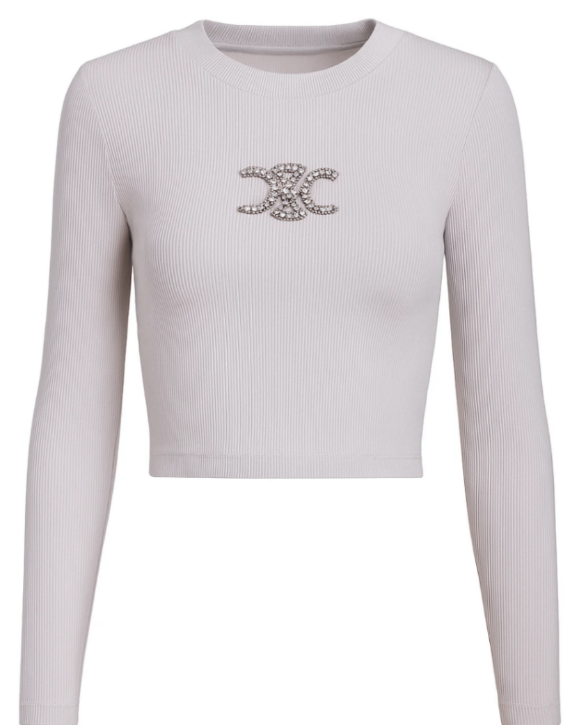 تاپ كراپ آستين بلند نگيني Chanel کد 060030